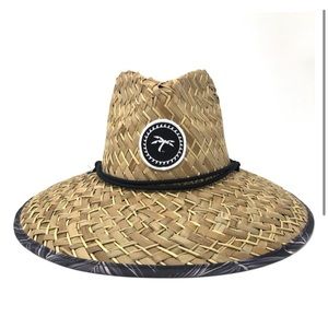 TRAPICAL Leaves Jetty Straw Hat Black